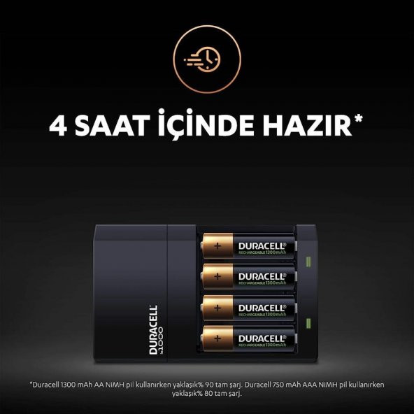 Duracell CEF 14 Pil Şarj Aleti 1300 mAh AA 2'li Şarj Edilebilir Pil - 4