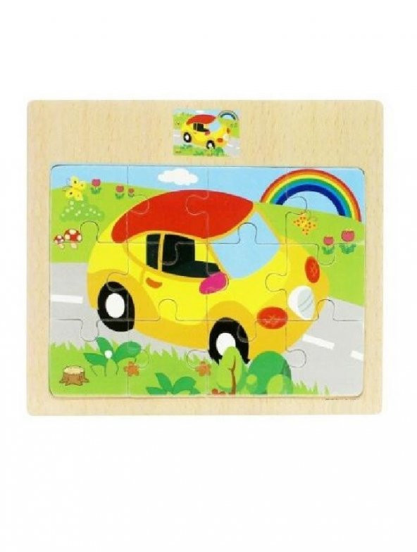 Hayal Sepeti TAKSİ resimli Ahşap Çocuk Puzzle 12 Parça 15x17cm