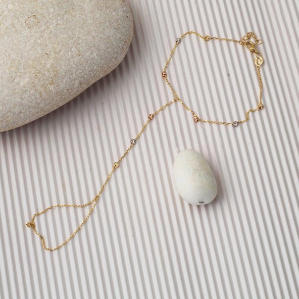 Renkli Dorika Toplu 14 Ayar Şahmeran Altın Bileklik - Resim 3