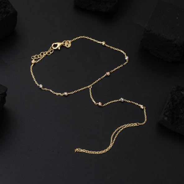 Renkli Dorika Toplu 14 Ayar Şahmeran Altın Bileklik - Resim 4