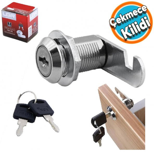 Dolap Mandallı Çekmece Kilidi 2 Anahtarlı Metal Mobilya Dolap Kilidi