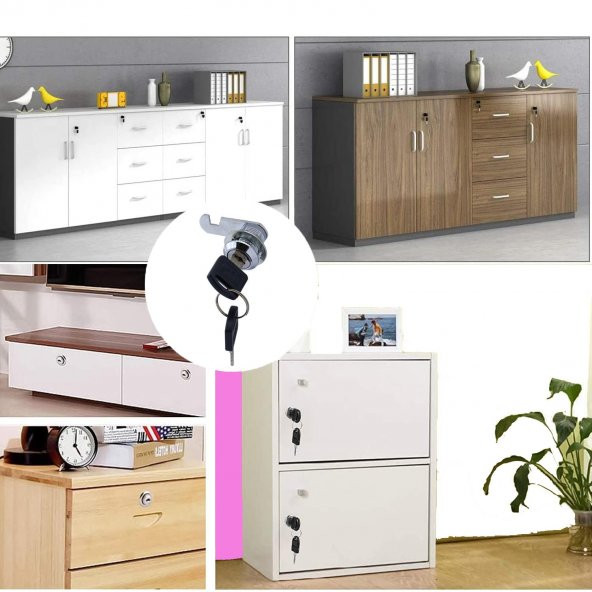 Dolap Mandallı Çekmece Kilidi 2 Anahtarlı Metal Mobilya Dolap Kilidi - 4