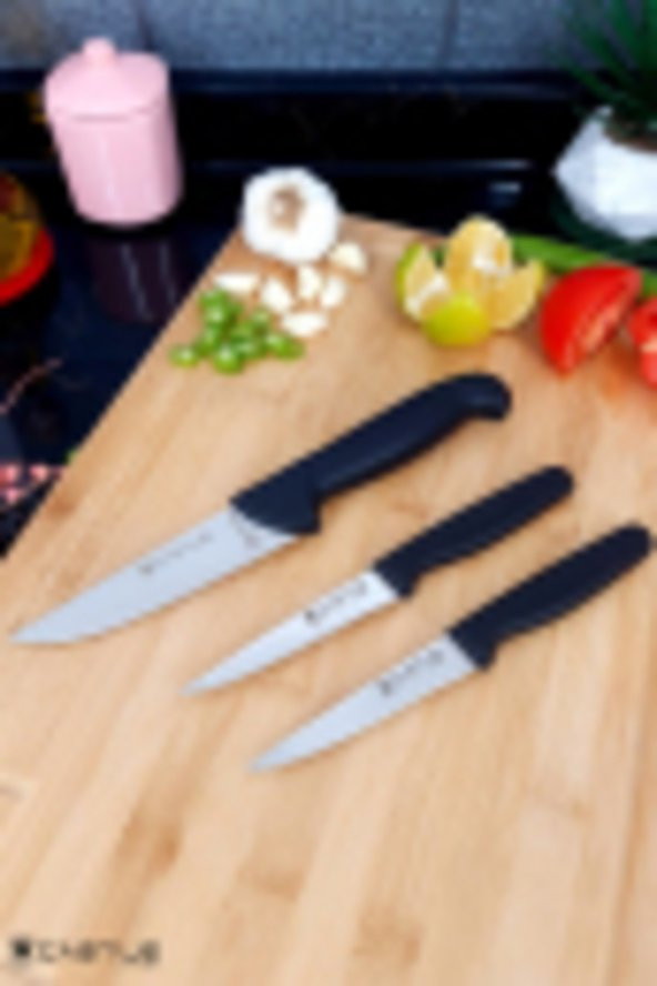CASTLE KITCHEN Incisive Serisi 3 Parça Mutfak Bıçak Seti Et Sebze Meyve Ekmek Bıçak