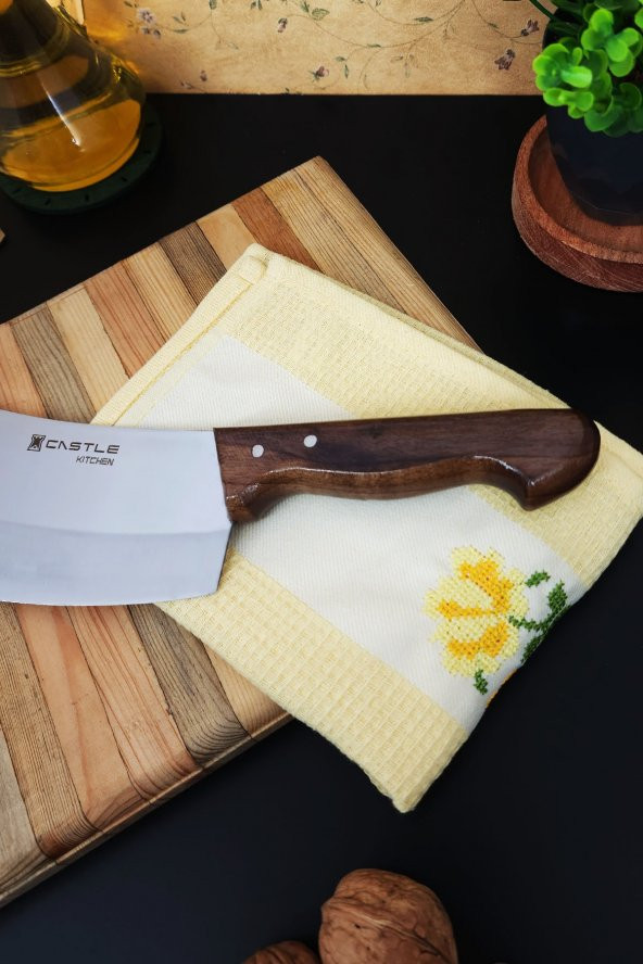 CASTLE KITCHEN Mutfak Bıçak Pide Börek Soğan Pizza Et Salata Kıyma Bıçağı Kesici Doğrayıcı Satırı - 2