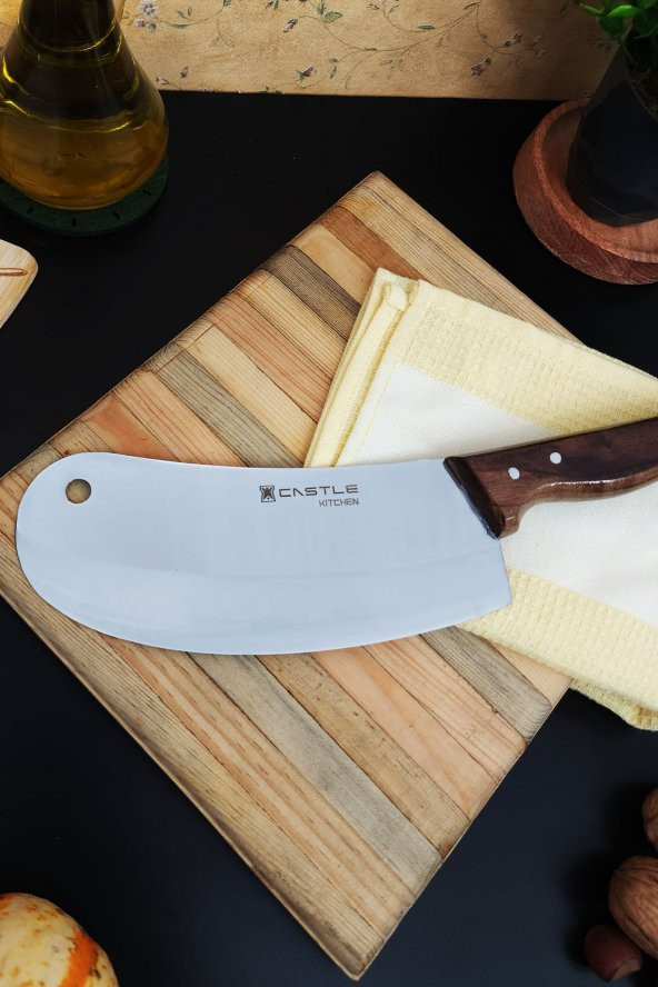CASTLE KITCHEN Mutfak Bıçak Pide Börek Soğan Pizza Et Salata Kıyma Bıçağı Kesici Doğrayıcı Satırı - 3