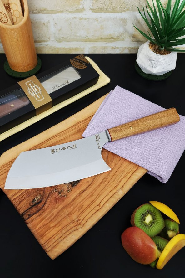 CASTLE KITCHEN Elite Serisi Mutfak Bıçak Seti Şef Bıçağı Et Ekmek Sebze Bıçağı ( Santaku Big )