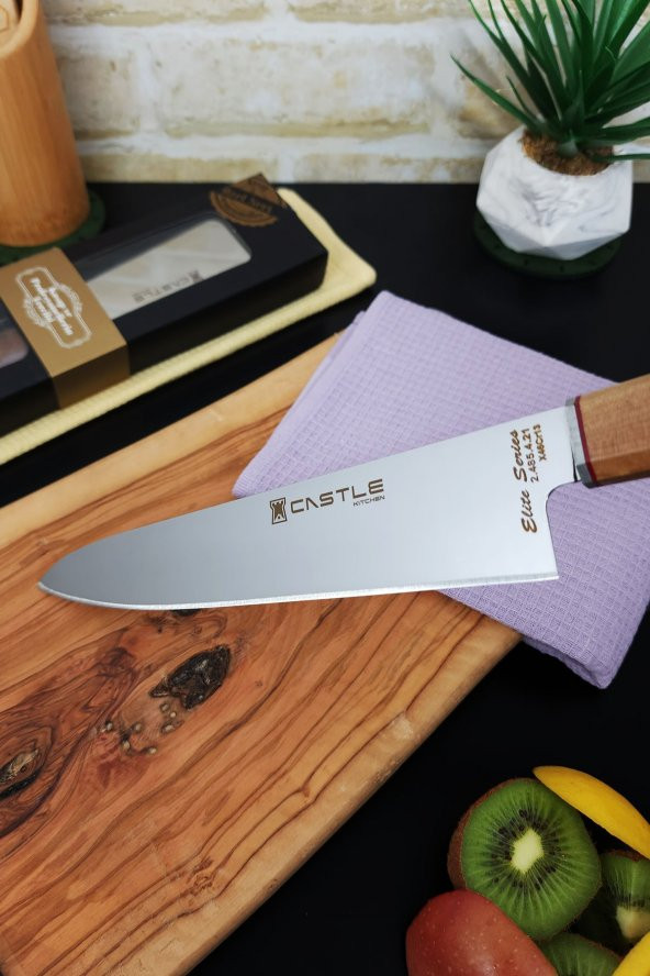 CASTLE KITCHEN Elite Serisi Mutfak Bıçak Seti Şef Bıçağı Et Ekmek Sebze Bıçağı ( Gyotou ) - 2
