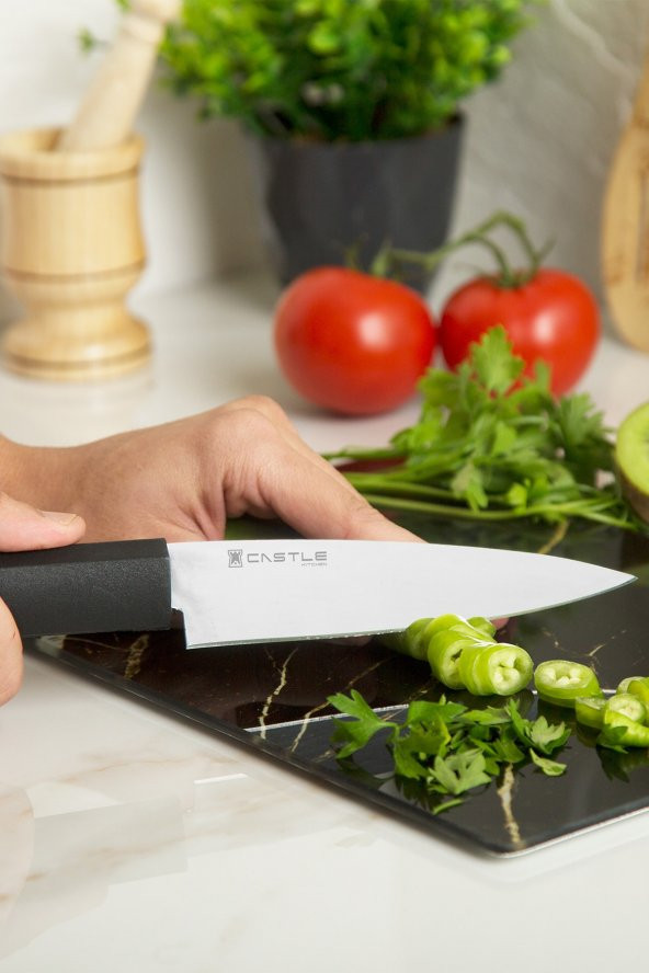 CASTLE KITCHEN Storm Serisi 5 Parça Mutfak Bıçak Seti Santaku Şef Et Ekmek Sebze Meyve Bıçak - 4