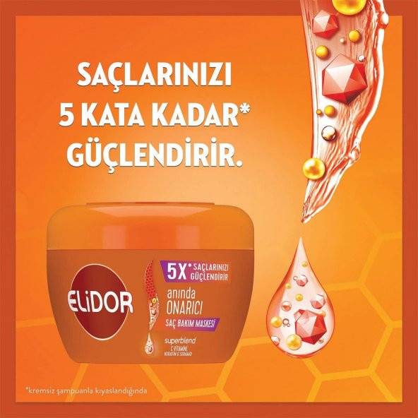 Elidor Superblend Saç Bakım Maskesi Anında Onarıcı C Vitamini Keratin Seramid 160ML - 4