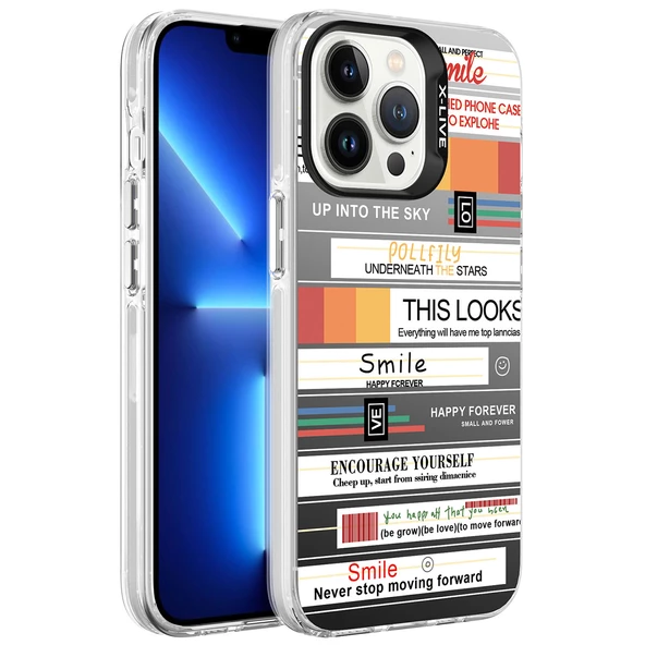 Apple iPhone 13 Pro Kılıf Desenli Zore Silver Sert Kılıf - 5