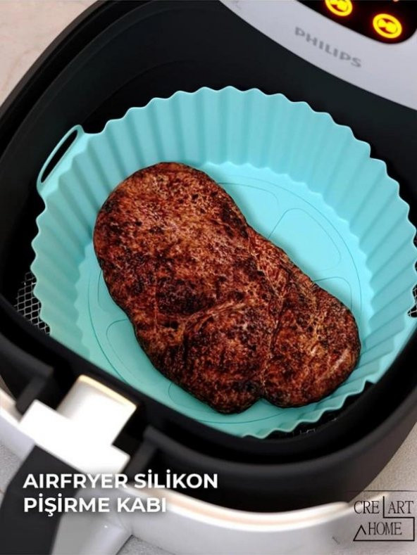Airfryer Silikon Pişirme Kabı 20x5 Cm Bpa Içermez Tüm Airfryerlere Uyumlu Pişirme Kağıdı TURKUAZ
