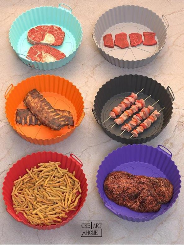 Airfryer Silikon Pişirme Kabı 20x5 Cm Bpa Içermez Tüm Airfryerlere Uyumlu Pişirme Kağıdı TURUNCU - 3