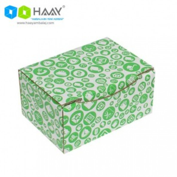 HAAY AMBALAJ 15,5x11x7,5cm Yeşil Alışveriş Desenli Kutu ( 10 ADET)