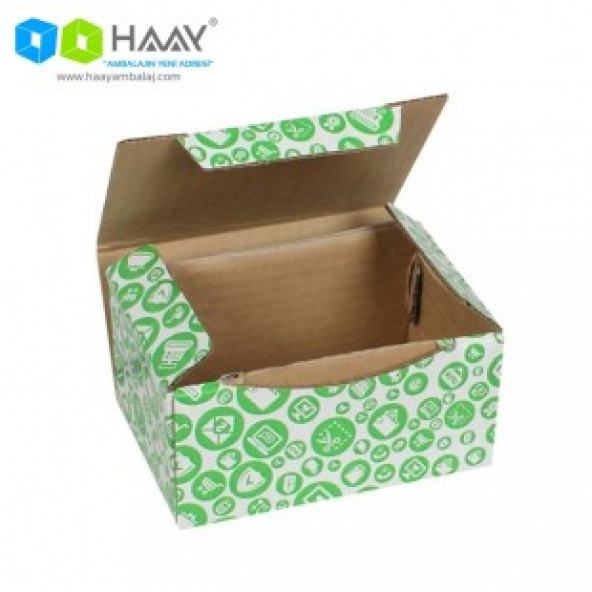 HAAY AMBALAJ 15,5x11x7,5cm Yeşil Alışveriş Desenli Kutu ( 10 ADET) - 3