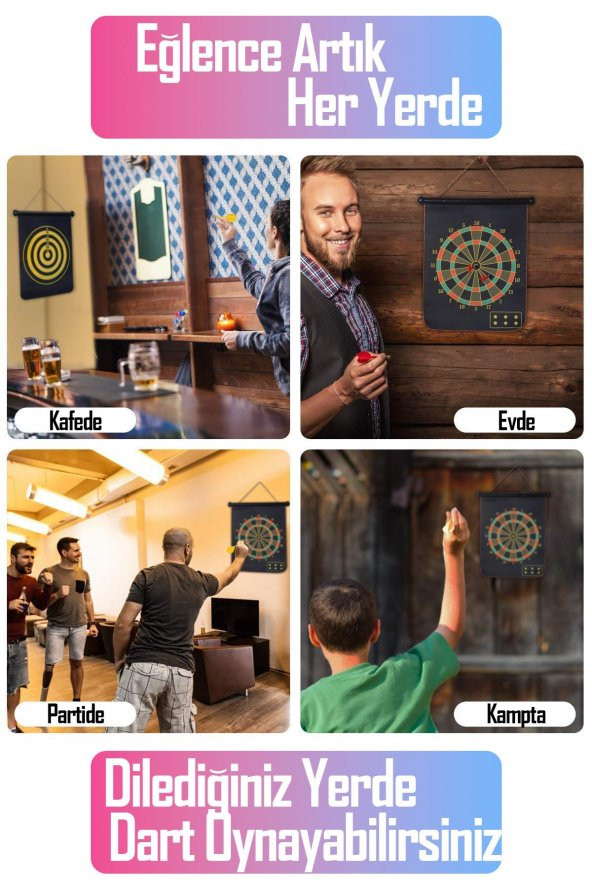 6 Oklu Mıknatıslı Dart Seti Çift Yönlü Manyetik Duvara Zarar Vermeyen Dart Oyunu - 3