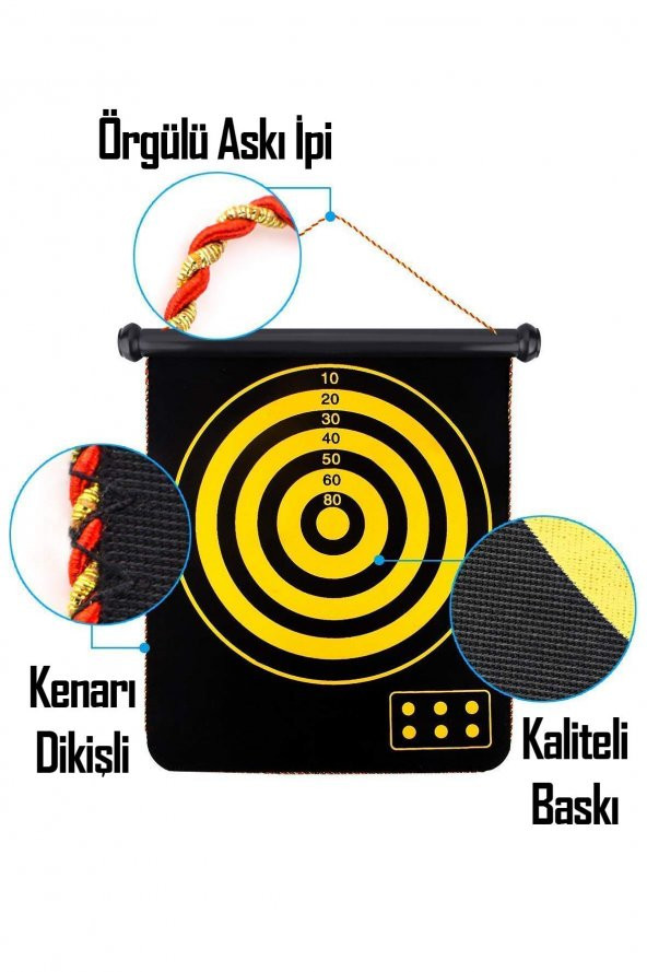 6 Oklu Mıknatıslı Dart Seti Çift Yönlü Manyetik Duvara Zarar Vermeyen Dart Oyunu - 4