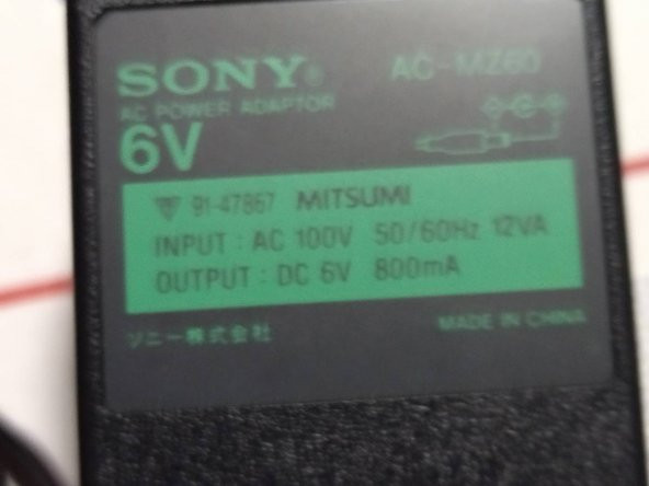sony ac-mz60 6v 600mah orjinal md adaptörü