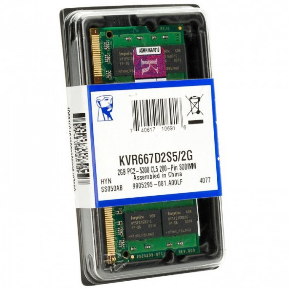 Kingston KVR667D2S5/2G 2GB 667 MHz DDR2 SODIMM Notebook Bellek ürün görseli 1