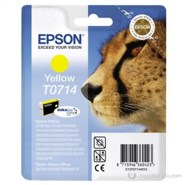 Epson T0714 Sarı Mürekkep Kartuş D78/Dx4050/Dx5050/Dx6050/Dx7000 - 1