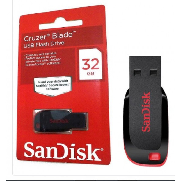 32 GB SanDisk Cruzer Blade SDCZ50-032G-B35 USB 2.0 Flash Bellek