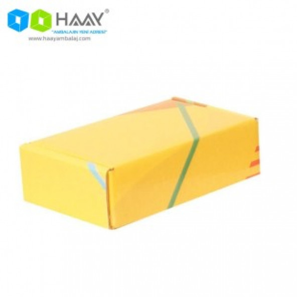 HAAY AMBALAJ 14x8x4cm Ofset Desenli Kutu - Sarı Turuncu Yeşil ( 10 ADET)
