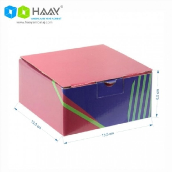 HAAY AMBALAJ 13,5x13,5x6,5cm Desenli Kutu - Bordo-Lacivert-Yeşil ( 10 ADET) - 2