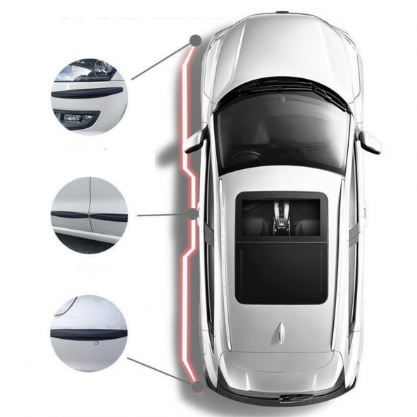 5D Esnek Tampon Koruma Bandı Tampon Koruyucu Şerit Yumuşak Bant 2 li Paket Gri Karbon - 11