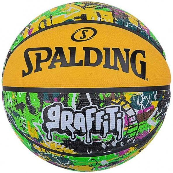 Spalding Green Yellow Graffiti SZ7 2021 Basket Topu 84374Z