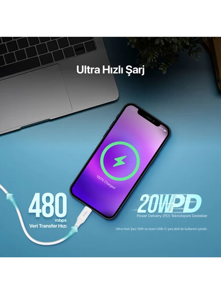 ttec USB-C - Lightning Hızlı Şarj Kablosu 150cm - 3