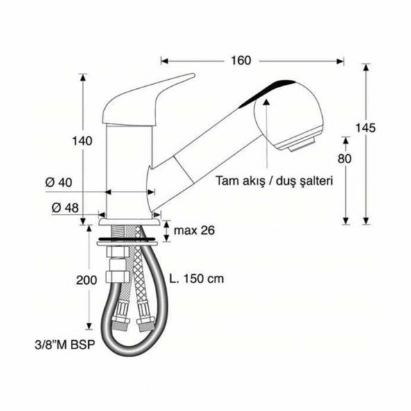 Barka MD61301 Sıcak-Soğuk Spiralli Musluk - Resim 2
