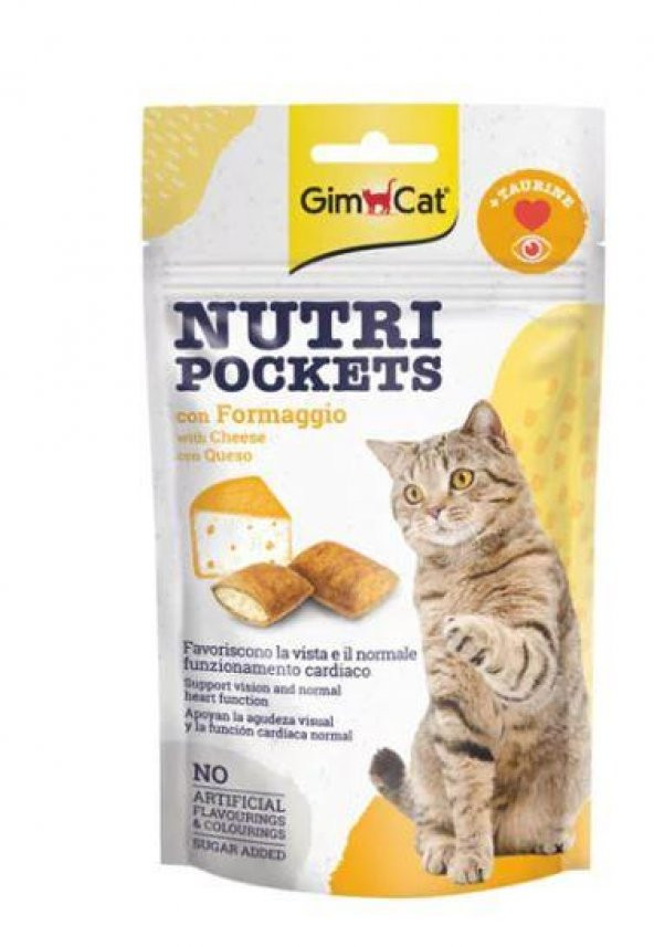 GimCat Nutripockets Peynirli ve Taurinli Kedi Ödül Maması 60 Gr