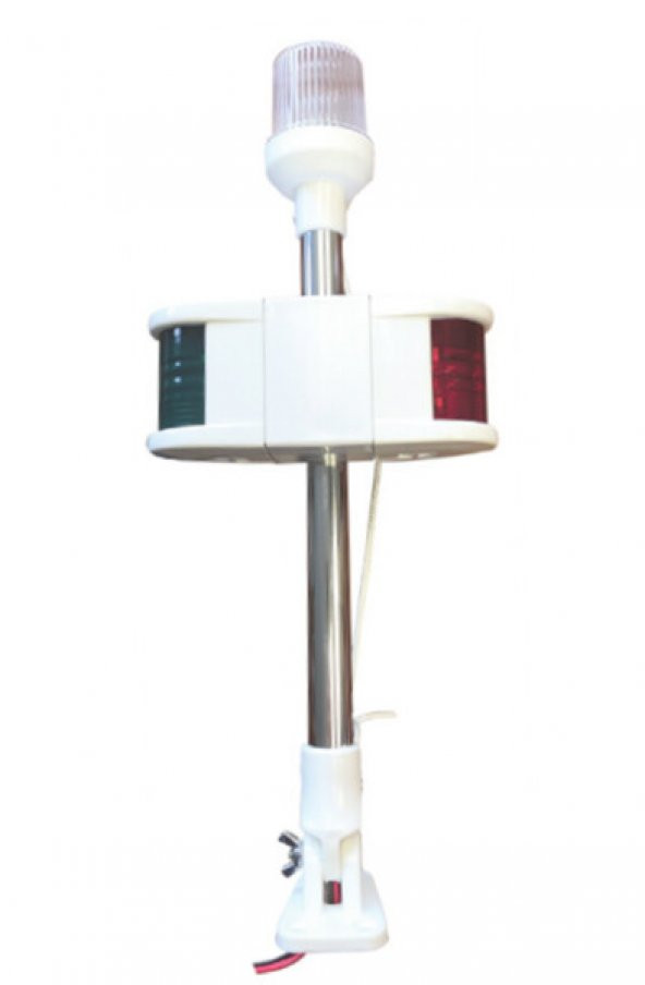 Kombine Işıklı Bayrak Direği 40 cm, 12V Ampul