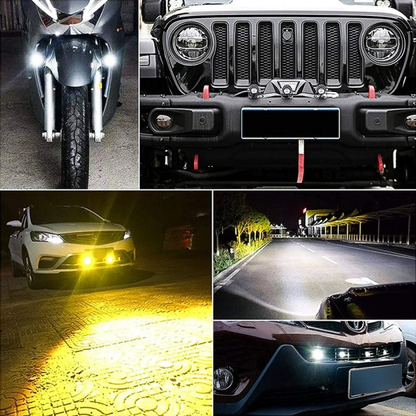 Offroad sis lambası beyaz-sarı (6.5 cm x 4.5cm 6.5cm  )  10w 12-80v set / LASS347 - Resim 2