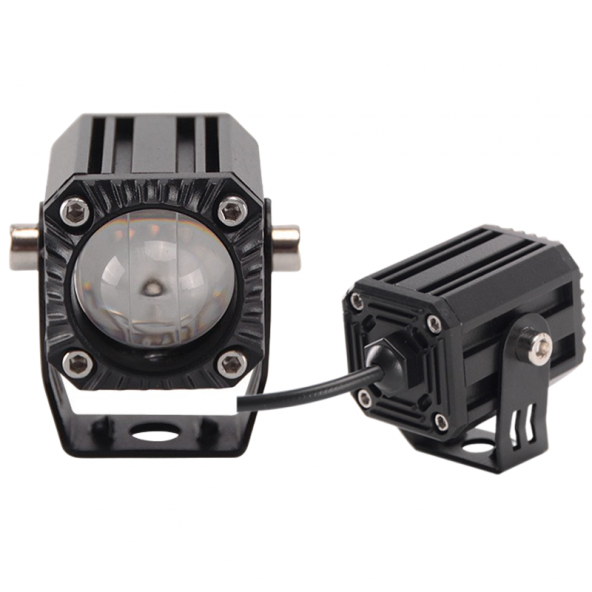 Offroad sis lambası beyaz-sarı 5.5 cm x 3.5 cm x 3.5 cm  10w 12-80v set / LASS348 - 3