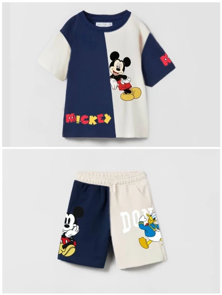 livaliva 1810 %100 Pamuklu Erkek Çocuk Baskılı Şort Takım - Resim 5