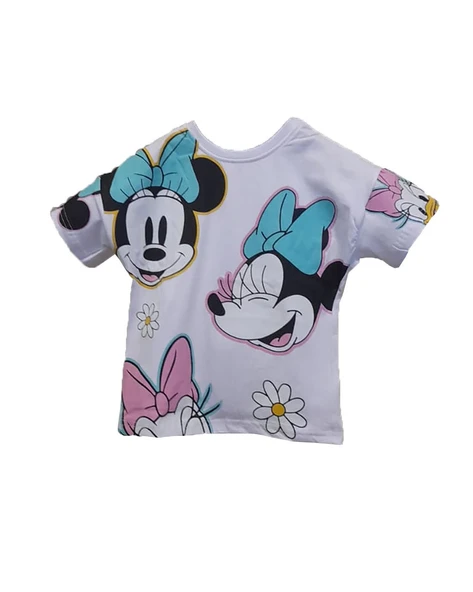 livaliva 3460 %100 Pamuklu Kız Çocuk Baskılı Şort Takım - Resim 4