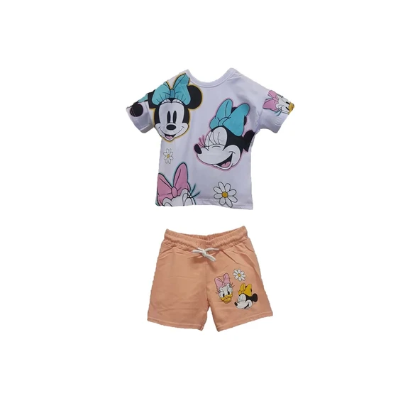 livaliva 3460 %100 Pamuklu Kız Çocuk Baskılı Şort Takım ürün görseli