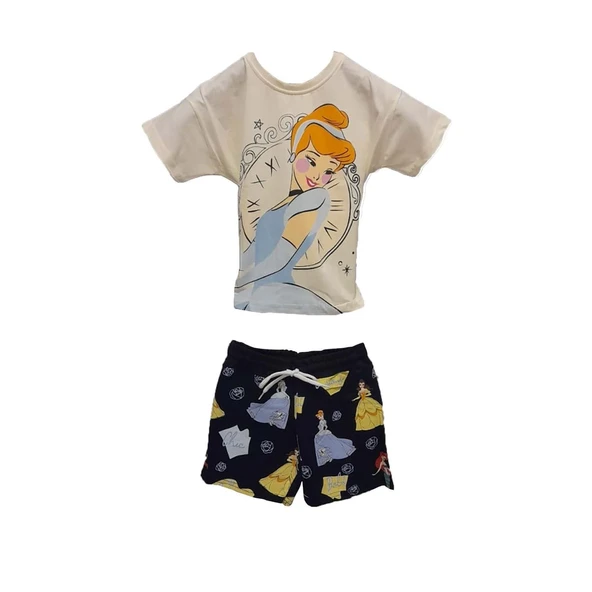 livaliva 4151 %100 Pamuklu Kız Çocuk Baskılı Şort Takım - Resim 5