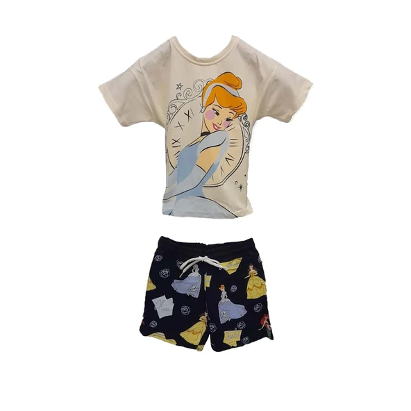 livaliva 4151 %100 Pamuklu Kız Çocuk Baskılı Şort Takım ürün görseli