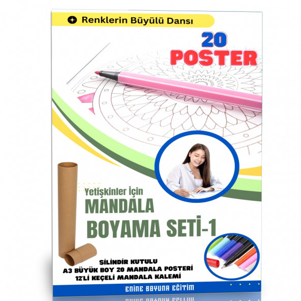 Mandala Boyama Seti-1 (20 Süper POSTER MANDALA) ürün görseli 1