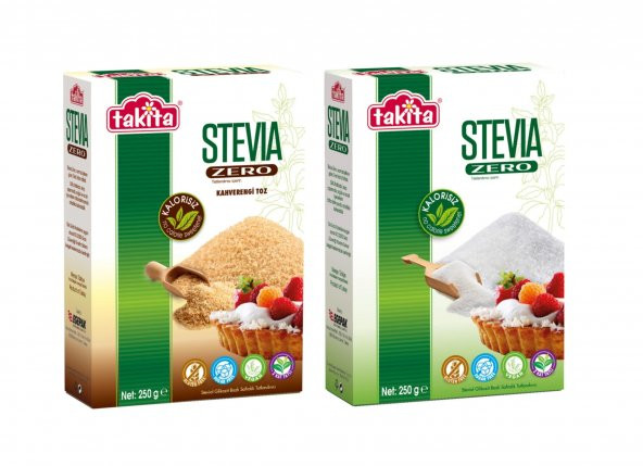 Takita Stevia Zero Kahverengi ve Beyaz Toz Tatlandırıcı 250 gr 2 Adet