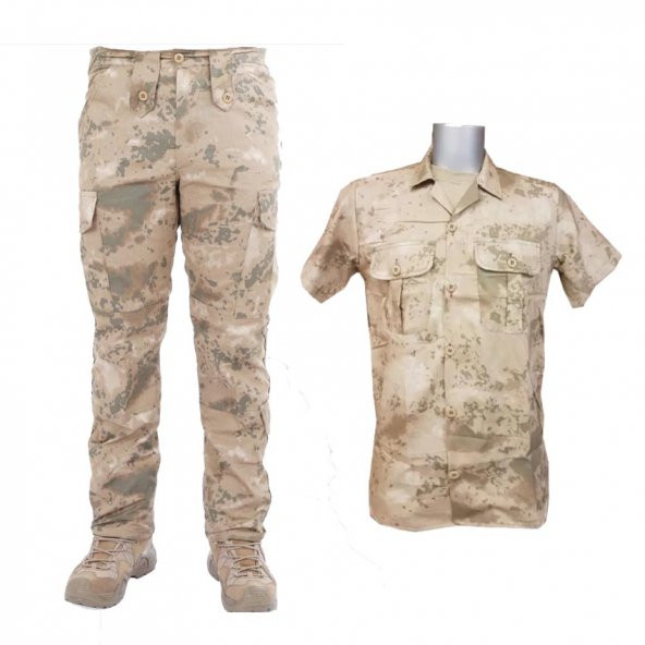 Jandarma Eğitim Kamuflaj Orijinal Pantolon + Kısa Kol Gömlek