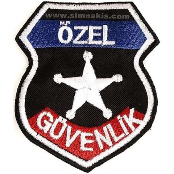 Özel Güvenlik Arması Kırmızı Mavi Beyaz Yıldız Nakış İişleme