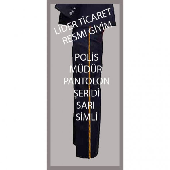 Polis Müdür Pantolon Şeridi Sarı Simli 3 Metre (536150789)