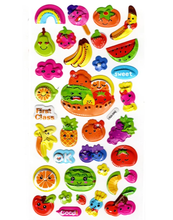 Sticker Kabartmalı Stiker Defter, Planlayıcı Etiket (limlra-042) - 17X9 cm - Meyveler