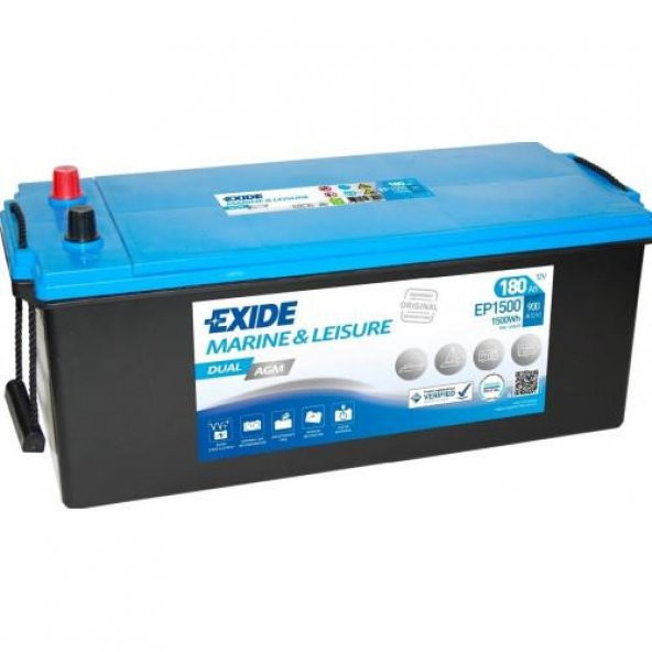 Exide EP1500 Marin Dual AGM (Start & Servis) Akü, 12V 180A 1500W