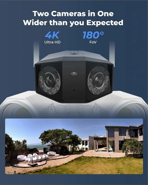 REOLINK Projektör Kamerası, 4K Çift Lensli Kablolu WiFi Güvenlik Kamerası - 2