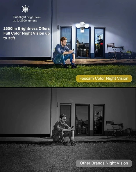 FOSCAM 2.4G/5GHz WiFi Projektör Kamera - Siren Alarmlı - 2