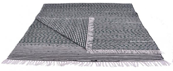 Kustulli Setenay El Dokuması Penye Kilim Yeşil/Siyah 100x200 cm K0652 (S1/R14)