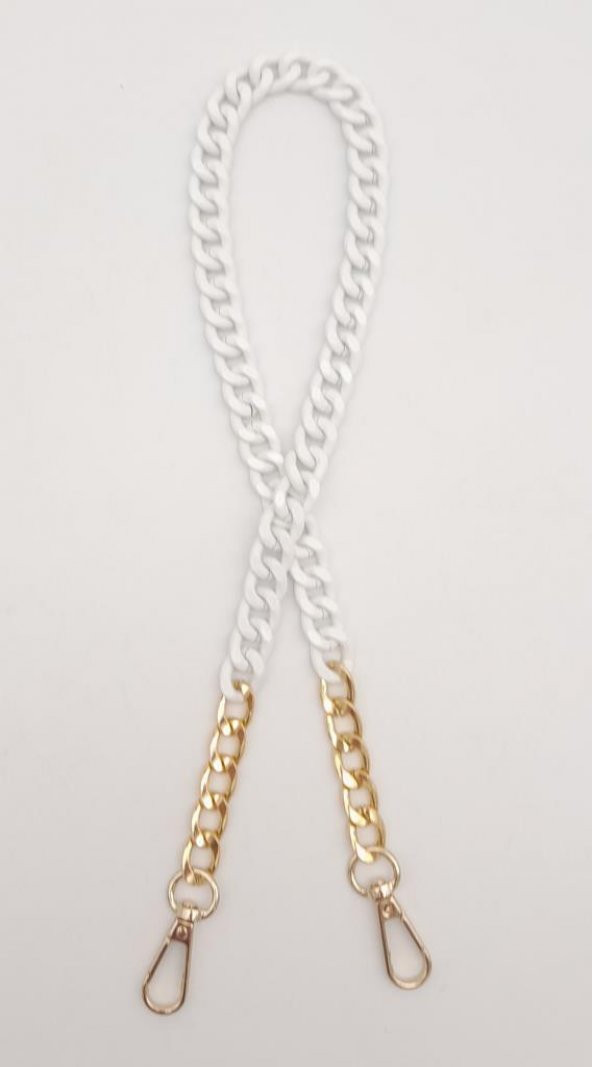 Angel Çanta Aksesuar Renkli Metal 60 cm Kancalı Zincir Buz Beyazı - 2